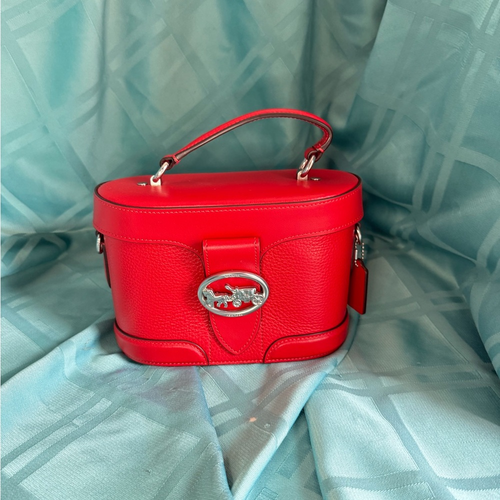 Elegant Red Leather Coach Women's Bag